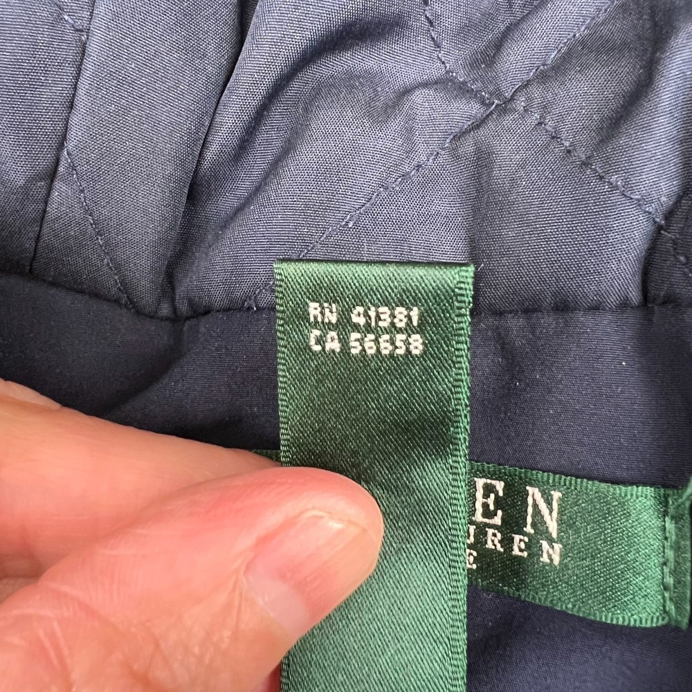Lauren‎ Ralph Lauren Parka Coat Womens SP Navy Blue Quilted Lined Snap Hooded - Picture 9 of 16